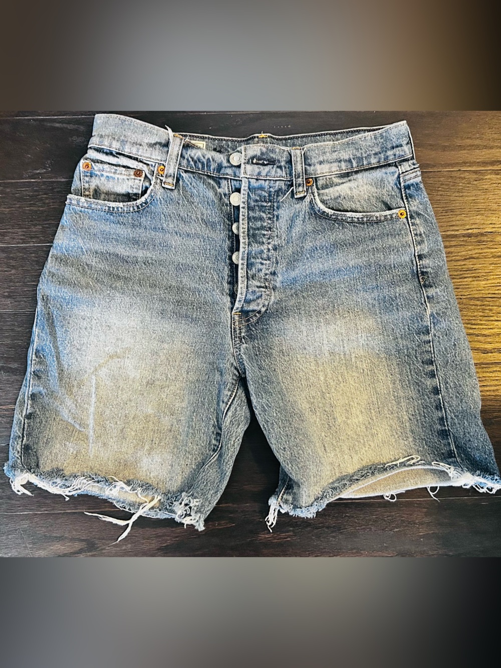 GAP Light Blue Cheeky High Rise Fit Button-Fly Jean shorts
